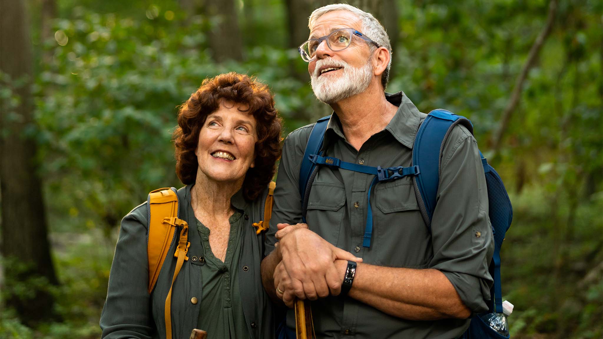 Wendy with her husband, John, on a hike.