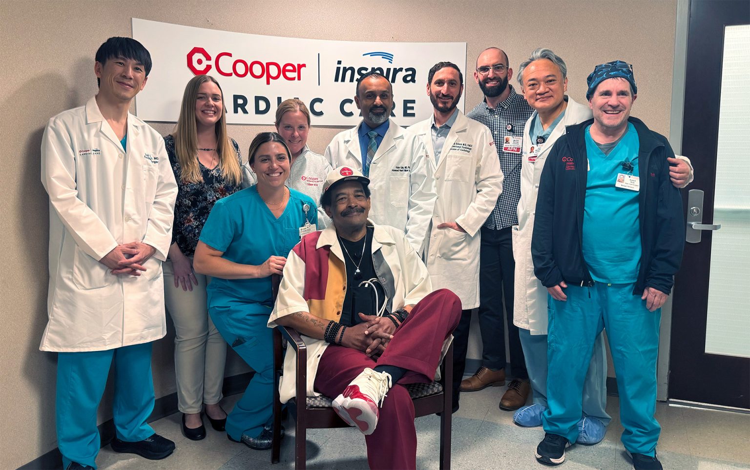 Group photo of Ward with his Cooper and Inspira Cardiac Care team.